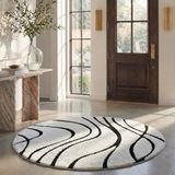 SAFAVIEH Florida Shag Collection Fluffy High Pile Cream and Black Rug, 122 x 122 cm