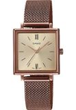 Casio LTP-E155MR-9BEF Dameshorloge Analoog Quartz Bruin Staal Vierkant