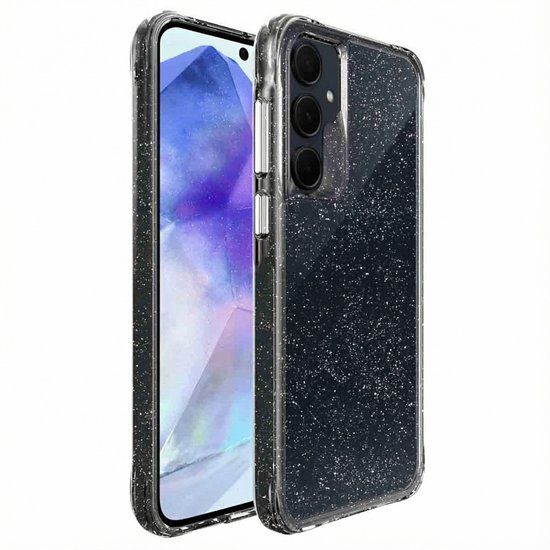imoshion Hoesje - Geschikt voor Samsung Galaxy A55 (5G) - Glitter Backcover 2.0 - Zilver