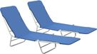 Banc pliant 2 pièces acier et tissu bleu