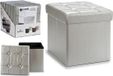 Giftdecor Poef Square BOX - hocker - opbergbox - zilvergrijs - polyester/mdf - 31 x 31 cm - opvouwbaar