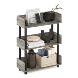 Furinno Turn-N-Tube 3-Tier Toolless Display Rack, Frans eiken/Zwart