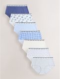 Next - Dames - Set van 7 katoenen midislips met logo - Blauw