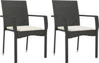 vidaXL Tuinstoelen - 2 stuks - met kussens - poly rattan - zwart