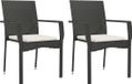 vidaXL Fauteuils de jardin - 2 pièces - avec coussins - poly rotin - noir