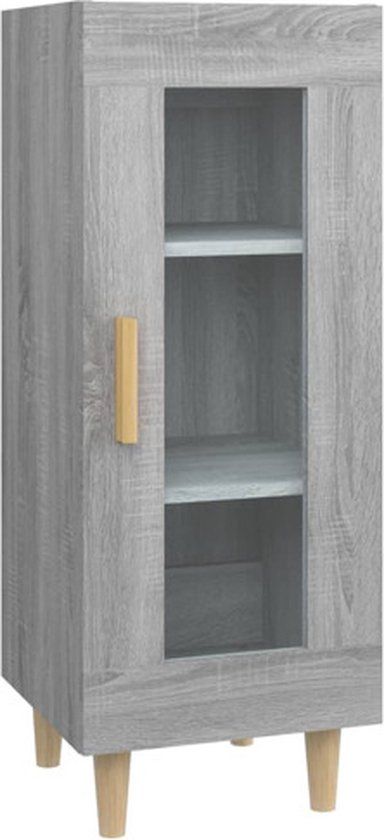 vidaXL Dressoir Grijs Sonoma Eikenkleurig Hout 34,5x34x90 cm