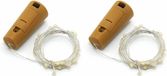 Merkloos Stern Fabrik Flesverlichting - 2x - LED lichtsnoer - 80 cm - warm wit - kurk