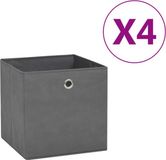 vidaXL Opbergboxen 4 stuks 28x28x28 cm nonwoven stof grijs