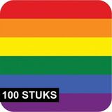 Bellatio Decorations Regenboog thema print Bierviltjes - onderzetters - 100 stuks - karton