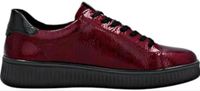 Remonte Lage Sneakers Dames Rood Lak Leer Rits Veters Maat 37 Uitneembare Zool