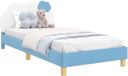 vidaXL Kinderbedframe met hoofdbord, blauw, 90 x 200 cm, PU