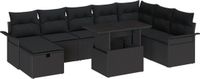 vidaXL Tuinbank Set 9-delig Zwart Polyrattan