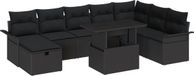 vidaXL Banc de jardin 9 pièces Noir Polyrotin