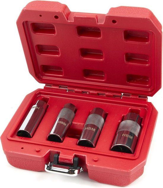 HBM 4 Delige 3/8" Bougiedoppenset
