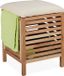 Merkloos Relaxdays wasmand met kruk, 35 liter, hout, stof, 51 x 39 x 39 cm, naturel