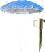 Merkloos Parasol met metalen grondharing van 45 cm - blauw - polyester - Dia 150 cm - verstelbaar - Tuin - Strand - Camping - UV straling bestendig
