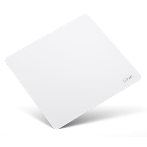 LTC Glazen gamingmuismat, ultraglad micro-geëtst oppervlak muismat, verbeterde precisie en snelheid, gehard glas, slag- en krasbestendig, antislip siliconen rubberen basis met hoge dichtheid, 30 x 33