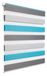 Rouleau double - Store zébra jour et nuit - Polyester - Voile - Anti-taches - Commande par cordon - 45 x 150 cm - Blanc-gris-turquoise