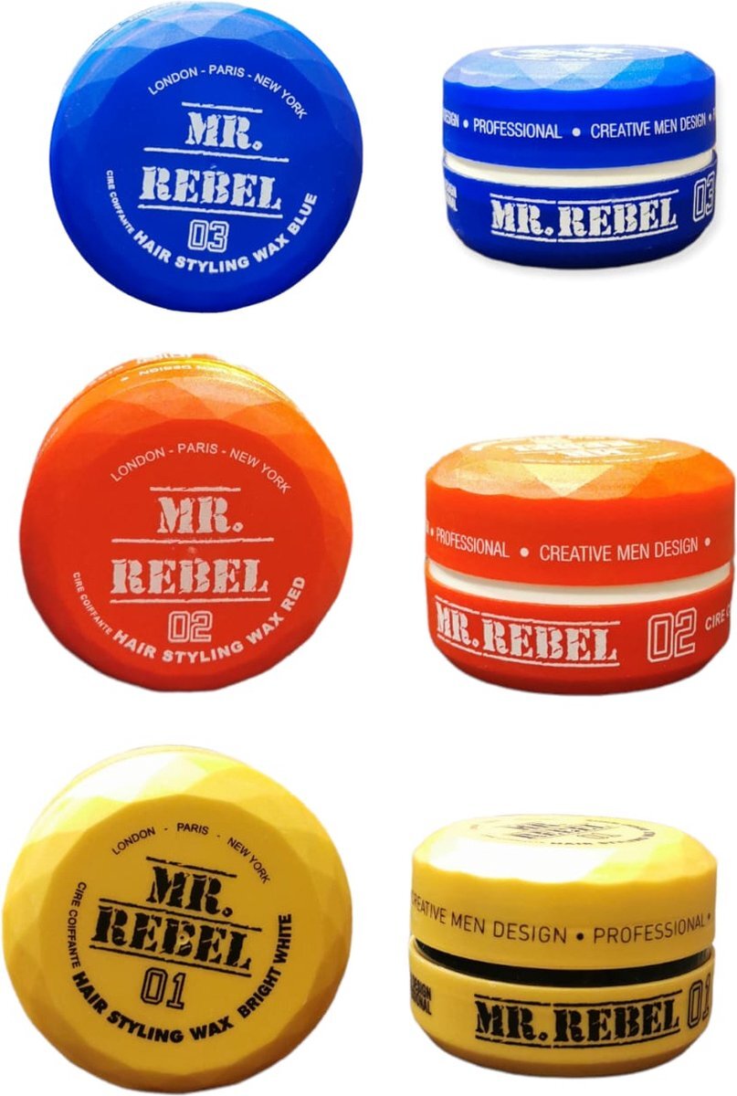 Mr. Rebel Haar Wax Mannen - MR>REBEL Hiar Styling Wax - Haar Wax - Haar Gel - Haar Matte ( 3 Stuks ) 450 ML