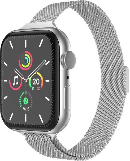 imoshion Ploonk B.V. Slim Milanees bandje - Geschikt voor Apple Watch 38/40/41/42 mm - Zilver