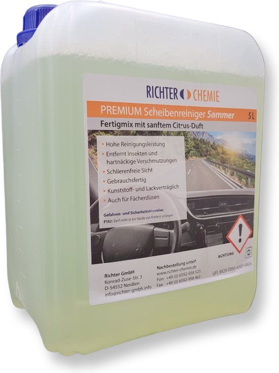 RICHTER Ruitensproeiervloeistof - 5 liter - Kant en klaar - Zomer - Citrus geur