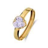 Lucardi Dames Ring hartvorm zirkonia - Ring - Cadeau - 14 Karaat Goud - Geelgoud