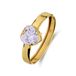 Lucardi Dames Ring hartvorm zirkonia - Ring - Cadeau - 14 Karaat Goud - Geelgoud