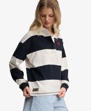 Superdry Heritage Stripe Rugbyshirt Oversized Pasvorm Blauw Maat: 34