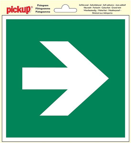 Pickup Pictogram 20x20 cm - Vluchtweg pijl recht