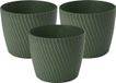 Form Plastic Plantenpot/bloempot Waves - 3x - kunststof - donkergroen - D17 x H14 cm - rond