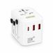 Adaptateur de voyage mondial Pd 20 W Gan Iii 2 Usb-A et 1 Usb-C adaptateur de prise universel adaptateur d'alimentation international pour EU, US, UK, AU