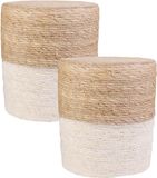 Home Deco Factory Bijzet poef Mirage - Beige - MDF - 35 x 41 cm