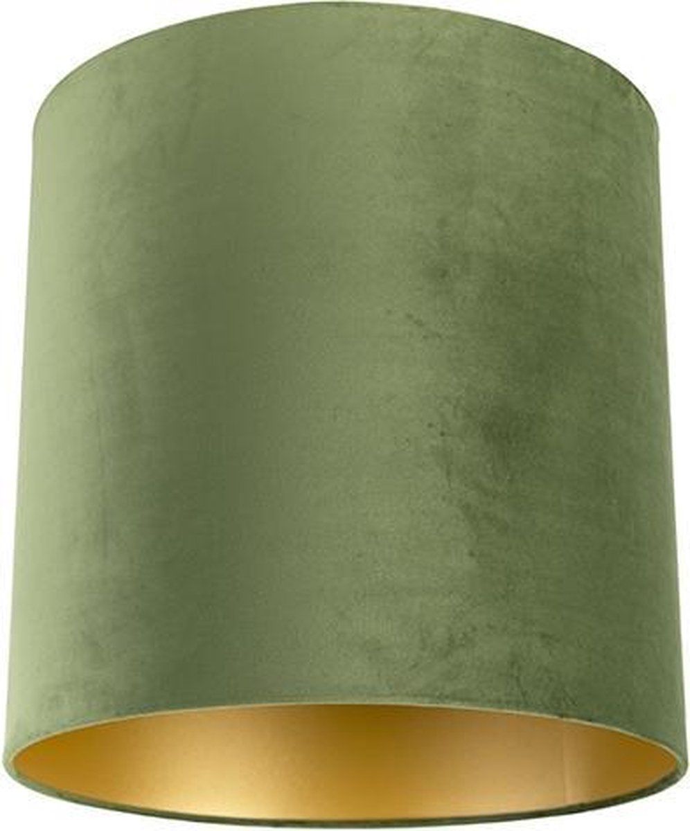 QAZQA Cilinder Velours Lampenkap - Ø 400 mm - Groen