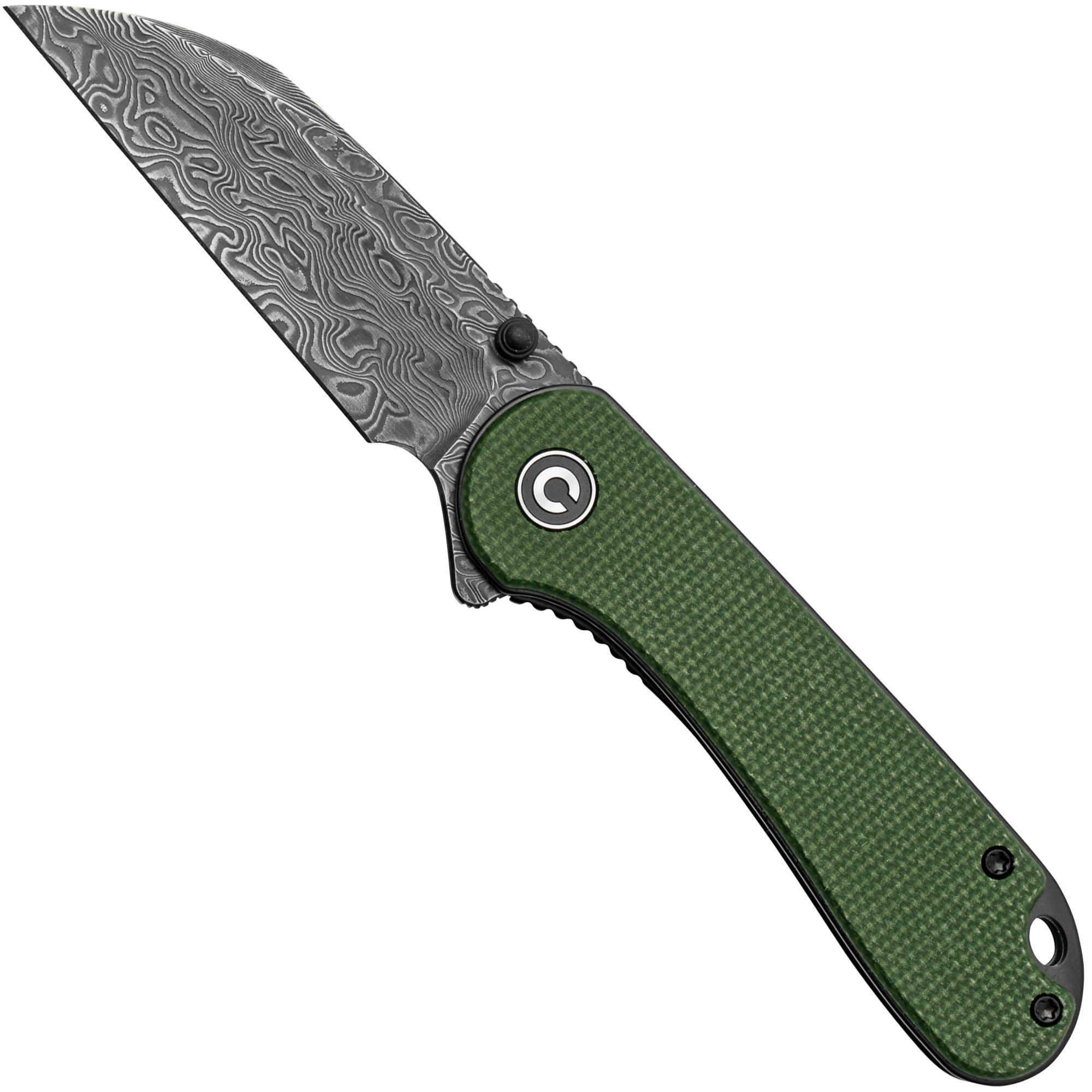 Civivi Elementum C18062AF-DS1 Green Micarta, Damascus Blade, zakmes