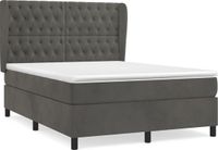 vidaXL Boxspringbed met matras, fluweel, donkergrijs, 140x200 cm