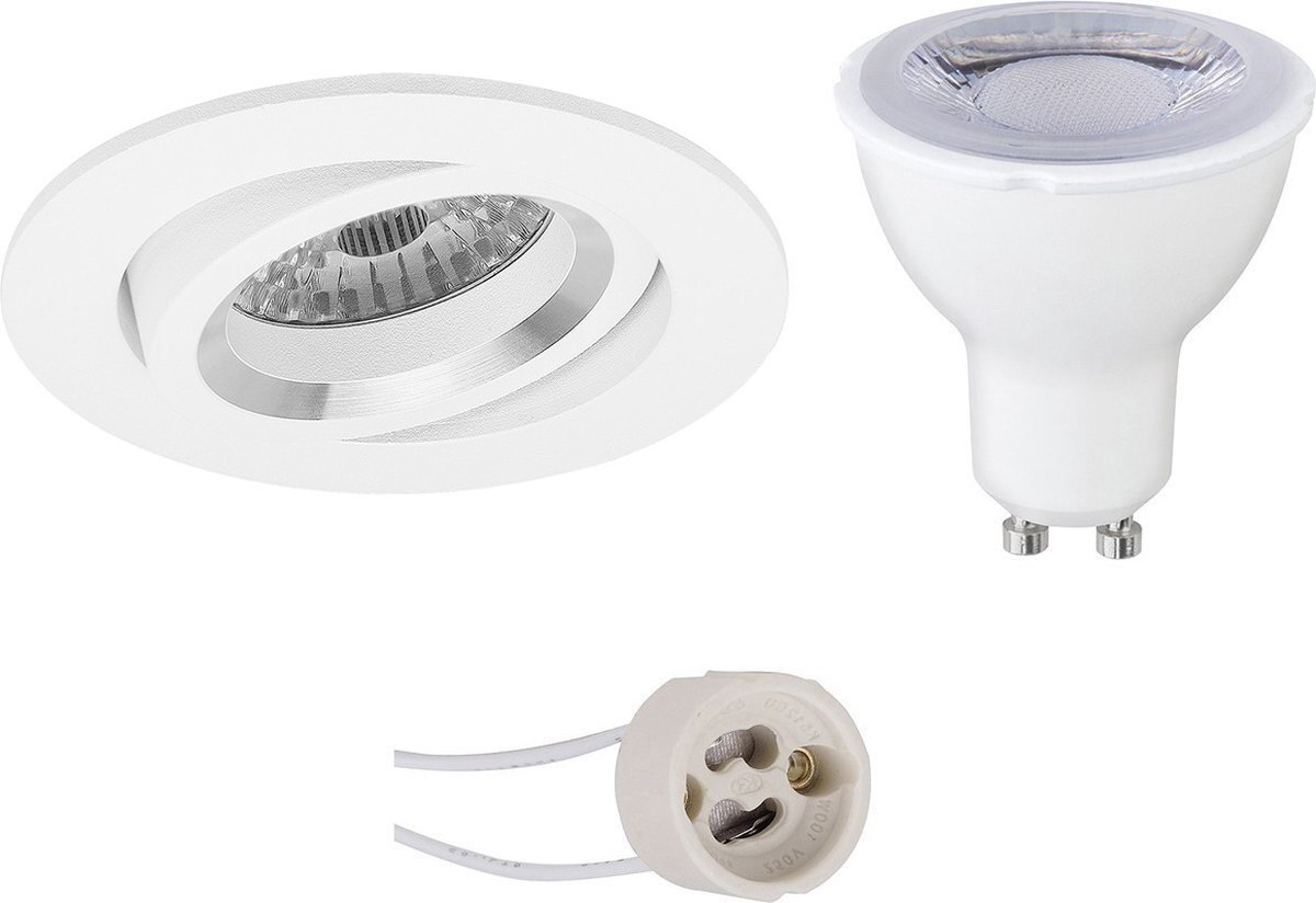 Qualu LED Spot Set - Proma Aerony Pro - GU10 Fitting - Dimbaar - Inbouw Rond - Mat Wit - 6W - Warm Wit 3000K - Kantelbaar - Ø82mm