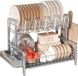 Shenzhen Haorui Industrial Technology Co., Ltd. Égouttoir à vaisselle à 2 niveaux - Bac d'égouttage - Acier inoxydable - Gris