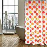 MSV Circles Polyester douchegordijn, wit/rood, 200 x 180 cm