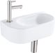 QeramiQ Fuente fonteinset – 40x21.5x12 cm – keramiek wit glans – kraangat links – kraan geborsteld RVS