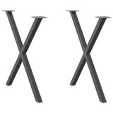 VidaXL Pieds de table à manger forme X 2 pièces 90 x (72-73) cm acier anthracite