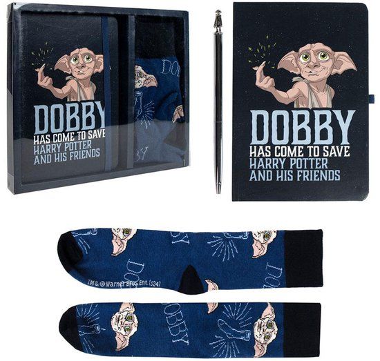 Merkloos Harry Potter Schrijfwaren Cadeauset Dobby A5 Notitieboek, Pen en Sokken