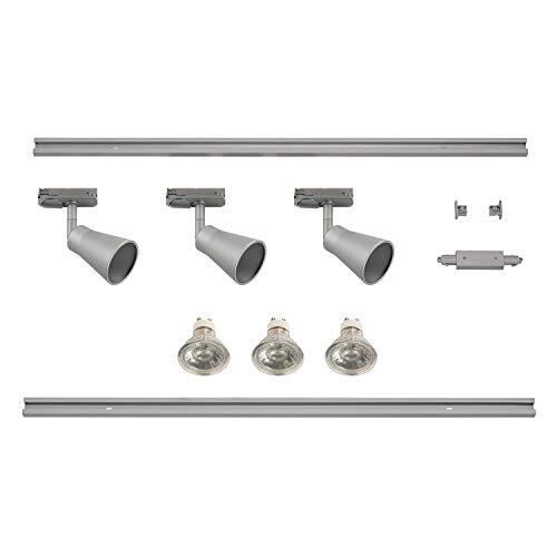 SLV Avo Spot Led-railsysteem, starterset, 1-fase raillamp voor individuele binnenverlichting, draai- en zwenkbare plafondspots, spotrails, plafondspot, 3 x GU10