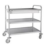 Vogue Diep Dienblad Clearing Trolley 940X855X535mm Roestvrij staal Catering Kar