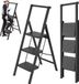 Chaise pliante - modèle à 3 marches - Antidérapant, marches larges - Acier au carbone - Capacité de charge 150 kg - Polyvalent, convient comme marchepied/support de fleurs