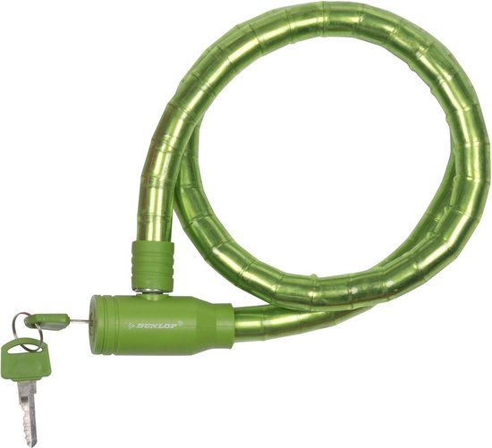 Dunlop Kabelslot Groen Met Plastic Coating 80 cm - Fietsslot Voor Motor/scooter/brommer/fiets