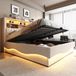 REDOM Opbergbed 180x200 cm – Linnen – Hydraulisch – LED & USB – Beige