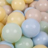 KiddyMoon Ballenbak ballen voor Kinderen 7 cm 200 Stuks - Speelballen - Kleurrijke ballen - Pastelbeige Pastelblauw Pastelgeel Munt