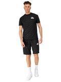 Lonsdale Prestwood functioneel shirt & korte broek set, katoen, normale pasvorm, Black/White, XL