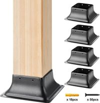 Vevor Set van 4 schroefmoffen 153 x 153 x 62 mm paalsteun koolstofstaal paalsteun paalbasis grondhulssteunbasis