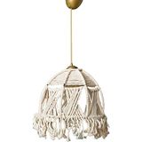 Plafondlamp lampenkap franjes met metaal, wit, collectie Ness, 30 x 30 x 80, fitting E 27 Max 45-60